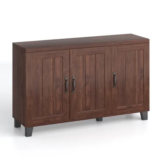 3-Door Buffet Sideboard with Adjustable Shelves and Anti-Tipping Kits-Brown {4}