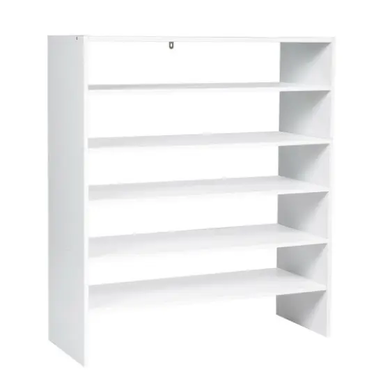 3 Pieces 31-Inch Stackable Multi-Shape Shoe Rack White {1}