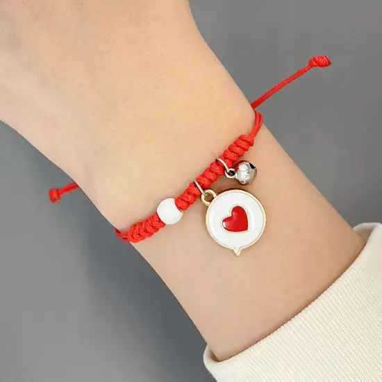 Wrapables Friendship Beaded Enamel Charm Bracelet, Heart {1}