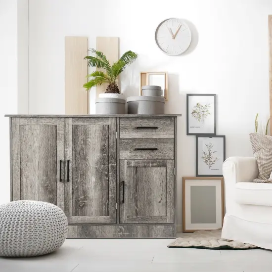 Buffet Storage Cabinet Kitchen Sideboard with 2 Drawers Grey {2}