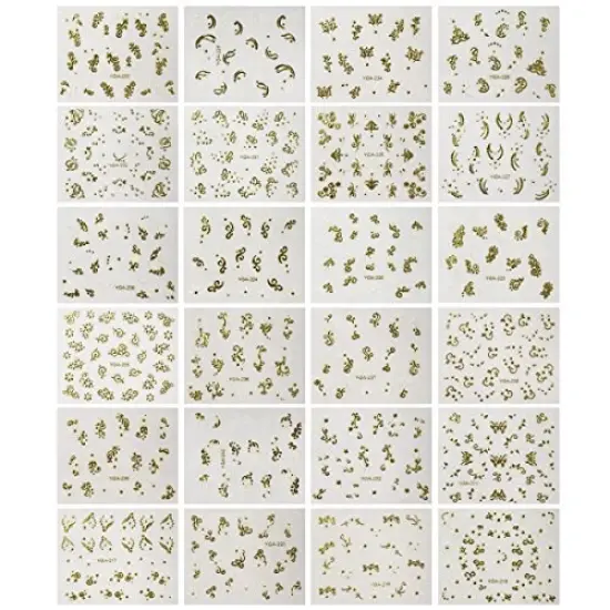Wrapables 24 Sheets Gold & White Henna Nail Stickers Mandala Nail Stickers Vines Nail Art {2}