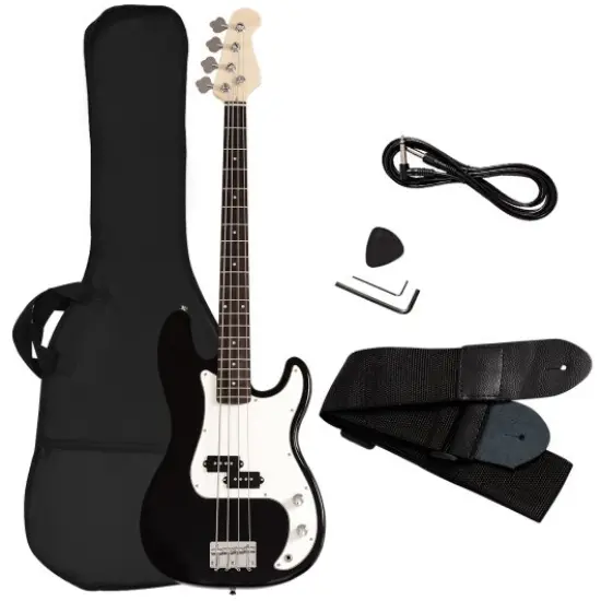 Full Size 4 String Electric Bass Guitar with Strap Bag-Black {3}