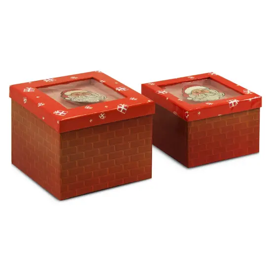 Gift Box Set with Decorative Santa Applique/Patch {2}