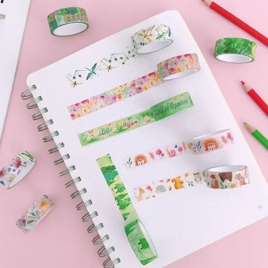 Wrapables Decorative Washi Tape for Scrapbooking, Stationery, Diary, Card Making (10 Rolls), Hello Spring {5}