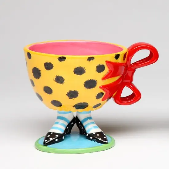 Ceramic Leopard Print Cup With Red Bow On Black Heels, Home D&eacute;cor, Gift for Her, Mom, Friend, or Coworker, Kitchen D&eacute;cor, Office Decor {3}