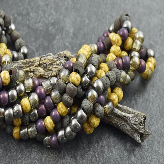 *25* 32/0 Aged Imperial Purple Picasso Mix Seed Beads {2}