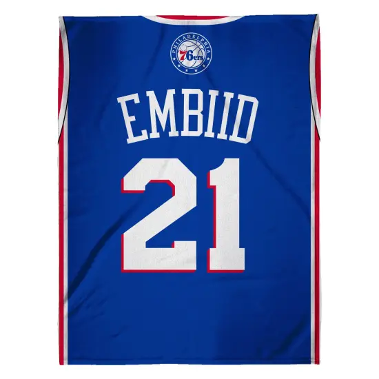 Sleep Squad Philadelphia 76ers Joel Embiid 60” x 80” Raschel Plush Jersey Basketball Blanket {2}