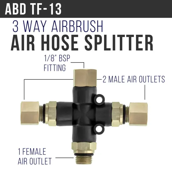 Essential Airbrush Accessories Kit Including 6 ft. Braided Air Hose, Mini Inline Filter, Quick Disconnect, Coupler & Splitter Manifold {6}
