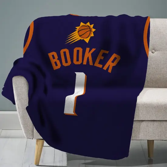 Sleep Squad Phoenix Suns Devin Booker 60&rdquo; x 80&rdquo; Raschel Plush Jersey Basketball Blanket {1}
