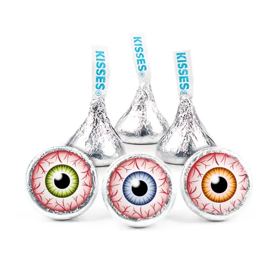 85 Pcs Halloween Party Candy Chocolate Silver Hershey's Kisses (13.6oz) - Eyeballs {2}