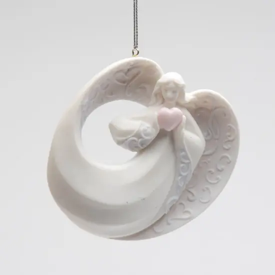 Ceramic Christmas Decor Angel Ornament With Heart, Home D&eacute;cor, Religious D&eacute;cor, Religious Gift, Church D&eacute;cor, Baptism Gift {3}