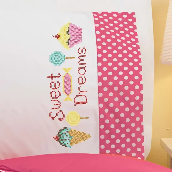 HerrschnersSweet Dreams Kid's Pillowcase Stamped Cross-Stitch Kit Multi {1}