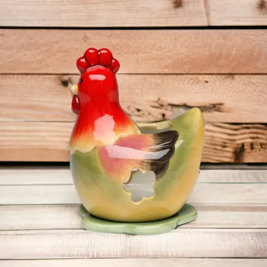 Ceramic Green Hen Tea Light Candle Holder, Home D&eacute;cor, Gift for Her, Gift for Mom, Kitchen D&eacute;cor, Farmhouse D&eacute;cor, Fall Decor {2}