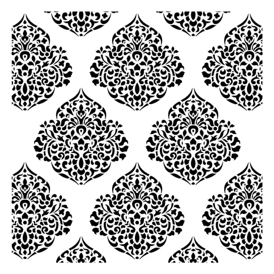 Moroccan Damask Embossing 12 x 12 Stencil | FS131 by Designer Stencils | Floral Stencils | Reusable Stencils for Painting on Wood, Wall, Tile, Canvas, Paper, Fabric, Furniture, Floor | Stencil for Home Makeover {1}