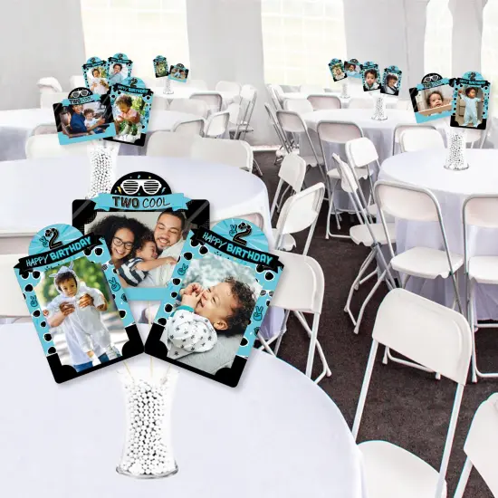 Big Dot of Happiness Two Cool - Boy - Blue 2nd Birthday Party Picture Centerpiece Sticks - Photo Table Toppers - 15 Pieces {4}