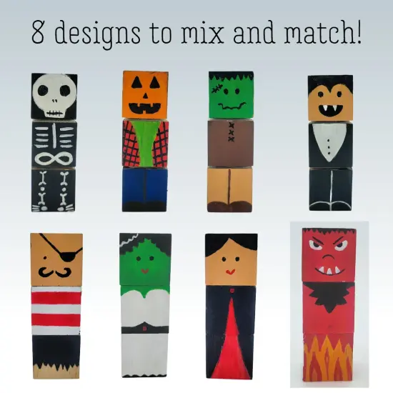 DIY Halloween Mix and Match Block Painting Craft Kit by Ink and Trinket Kids {2}