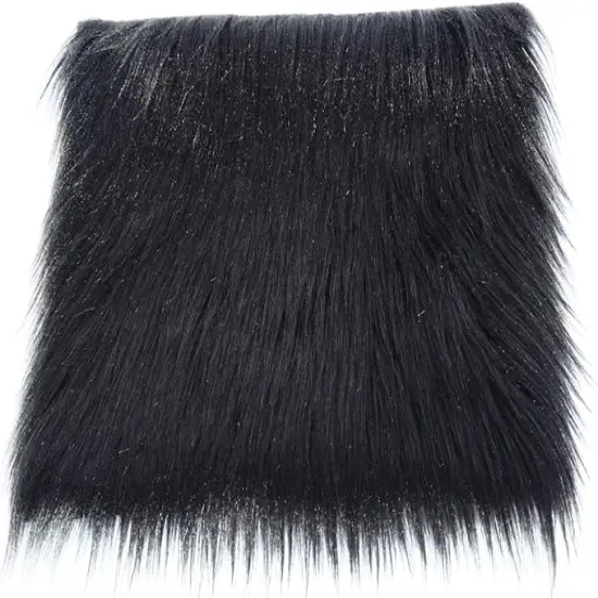 FabricLA Faux Fur Fabric - 8 Pieces Square Fur Material Fabric - 10" X 10" Inches (25cm x 25cm) - Shaggy Fur Patches Fabric Cuts Chair Cover Seat Cushion for DIY Craft - Black {3}