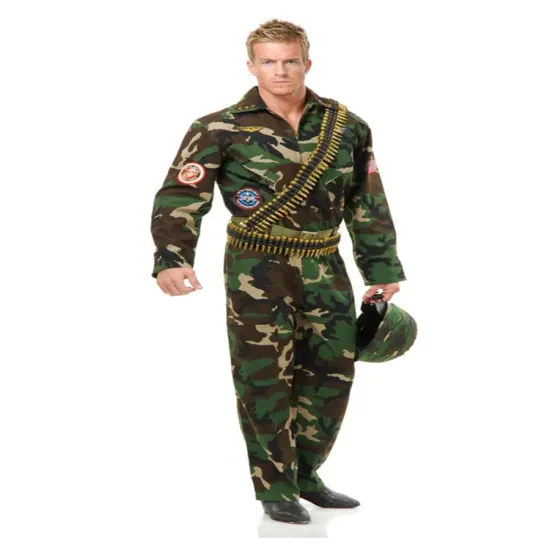 Adult Men's Top Gun Camouflage Fighter Pilot Jumpsuit Costume {1}