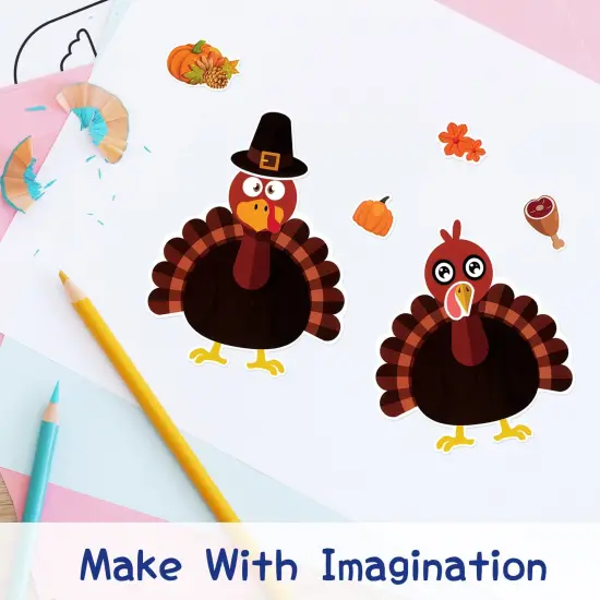 Wrapables Make Your Own Turkey Sticker Sheets, DIY Make a Face Sticker Sheets, Thanksgiving Craft and Activities, Party Favors (24 Sheets) {3}