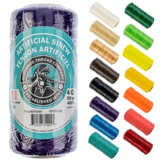 Gudebrod 70lb. 5-Ply Artificial Sinew Thread, 150yd. | Made in USA Purple {1}