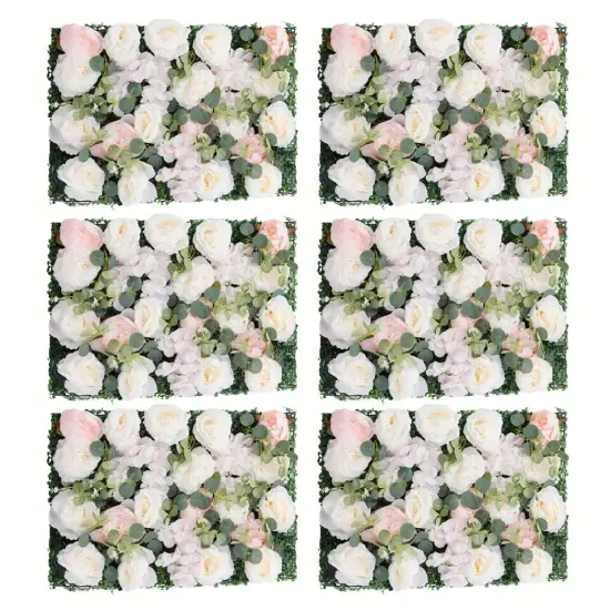 6Pcs Artificial Silk Flower Rose Wall Panels Wedding Party Venue Decor 60*40cm {1}