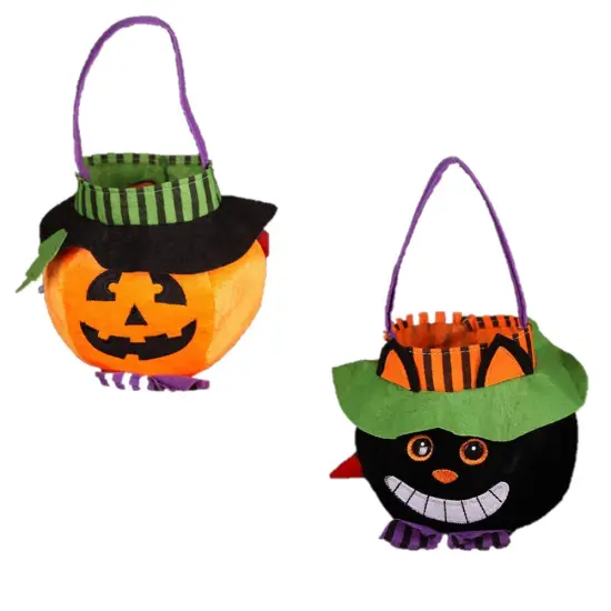 Halloween Pumpkin and Black Cat Candy Bags for Trick or Treat Candies {2}