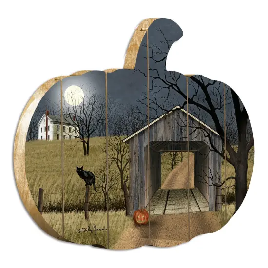 Sleepy Hollow Bridge - By Artisan Billy Jacobs Printed on Wooden Pumpkin Wall Art {1}