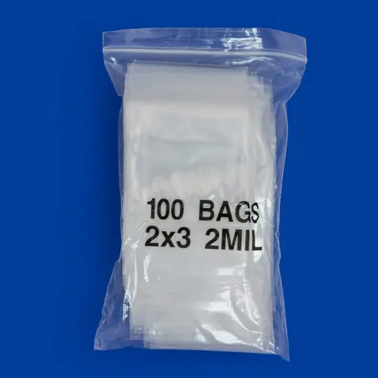 Clear Plastic Reclosable Zipper Bags 2x3 W/White Block (Package of 100) {3}
