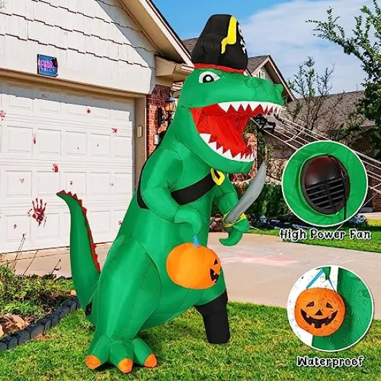 GOOSH 7 FT Tall Halloween Inflatables Outdoor Pirate Dinosaur, Blow Up Yard Decoration with LED Lights Built-in for Holiday/Party/Yard/Garden {3}
