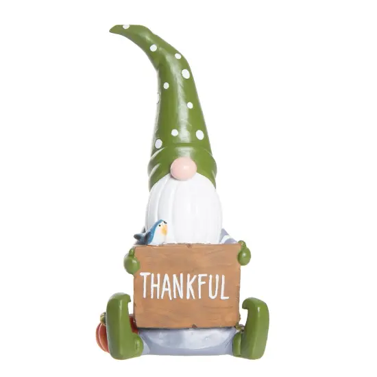 Sitting Gnome Holding "Thankful" Sign Decorative Thanksgiving Figurine {1}