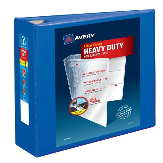 Avery Heavy-Duty View 3 Ring Binder, 3" One Touch EZD Rings, 670-Sheet Capacity, 3.5 Inch Wide Spine, Great for Home, School Supplies, Office, or Organization Needs, 1 Pacific Blue Binder (79811) {1}