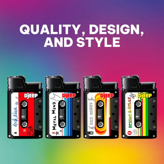 DJEEP Pocket Lighters, LIMITED EDITION Mixtape Collection, Textured Unique Lighters, 4 Count Pack of Disposable Lighters {3}