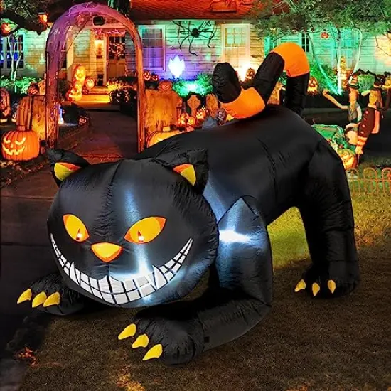 GOOSH 6 FT Halloween Inflatables Outdoor Black Cat with Shakable Head, Blow Up Yard Decoration with LED Lights Built-in for Holiday/Party/Yard/Garden {5}