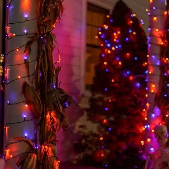 164FT 500 LED Halloween Lights, 8 Modes Waterproof Plug in String Lights for Halloween Indoor Outdoor Yard Party Wedding Garden Home Decorations (Purple & Orange) {4}