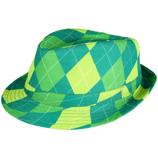 Adults Saint Patrick's Day Gangster Irish Plaid Fedora Hat Costume Accessory {1}