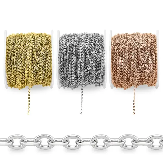 Stainless Steel 1.5mm Oval Loop Chain 164' Spool 50 meter {1}