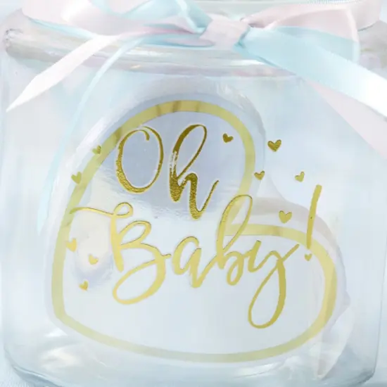 Iridescent Baby Shower Wish Jar with Heart Shaped Cards {4}