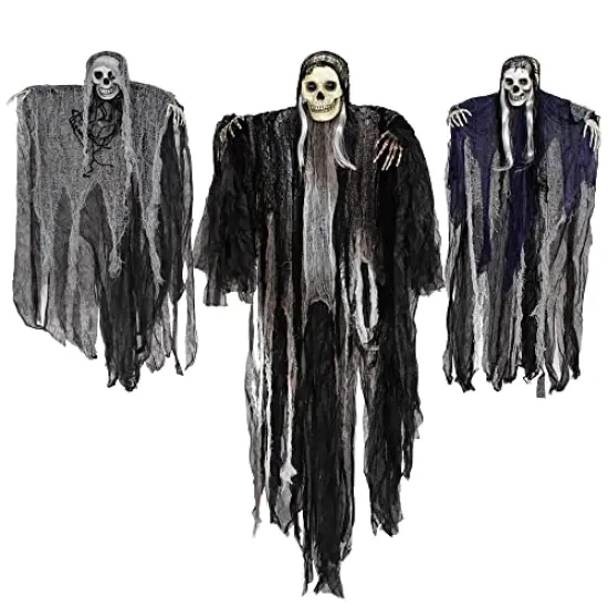 JOYIN 3 Pack Hanging Halloween Skeleton Ghosts Decorations, Grim Reapers for Best Halloween Outdoor Decorations {2}