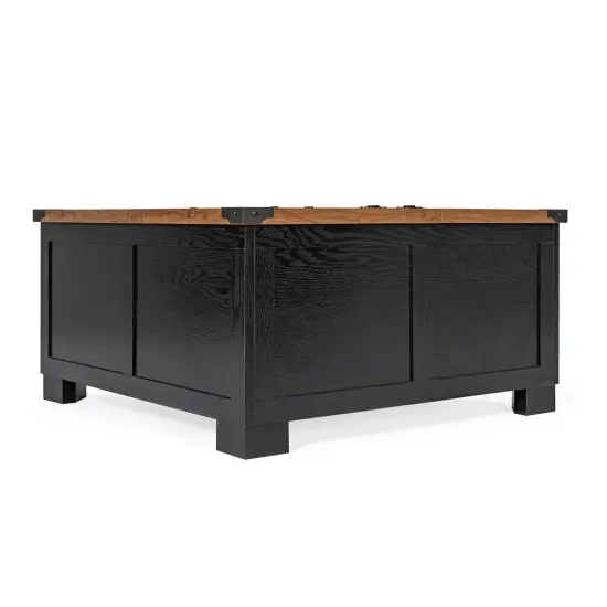 Merrick Lane Green River Farmhouse Storage Coffee Table Black/Rustic Oak {1}