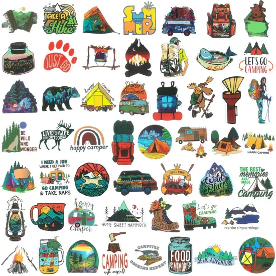 Wrapables Waterproof Vinyl Stickers for Water Bottles, Laptop, Phones, Skateboards, Decals for Teens, 100pcs Outdoor Adventures {3}