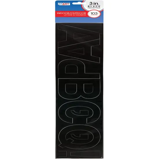 Creative Start Vinyl Self-Adhesive Letters and Numbers, 3", Helvetica Font, Black, 103 count {1}