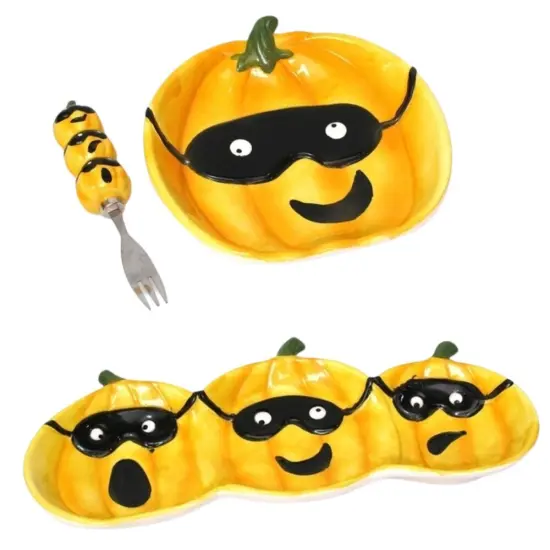 Halloween Party Supplies - Elegant Ceramic Pumpkin Plate {2}