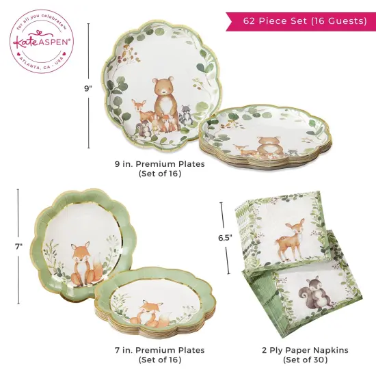 Kate Aspen Woodland Baby 62 Piece Party Tableware Set (16 Guests) {4}