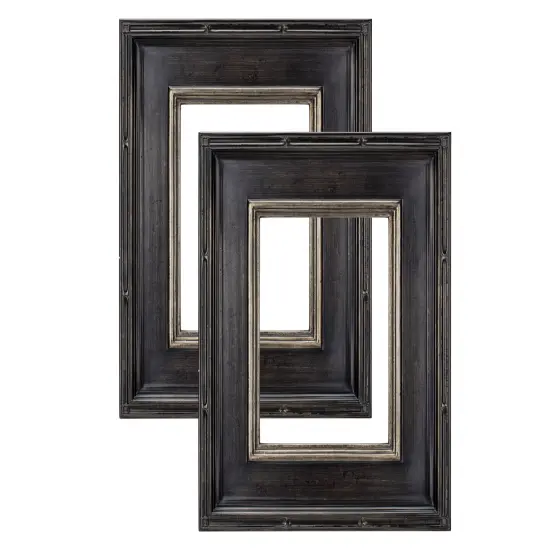 Creative Mark Museum Plein Aire Ornate Picture Frame - 18x36" - Antique Black W/ Silver - Pack of 2, High-End Antique Style Frames - Open Back with No Glass or Backing {1}