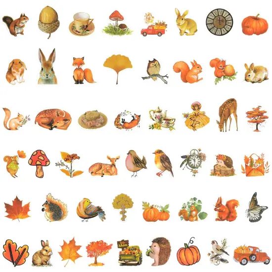 Wrapables Waterproof Vinyl Stickers for Water Bottles, Laptop, Phones, Skateboards, Decals for Teens, 100pcs Autumn {2}