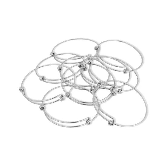10 Pack - 75mm Stainless Steel Expandable Bangle Bracelet {1}