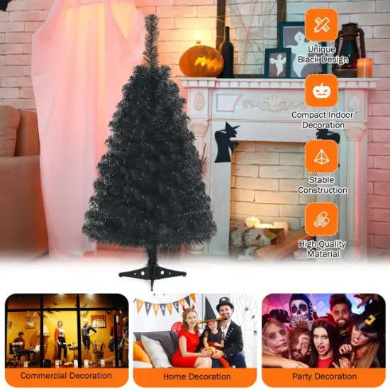 36 Inch Unlit Artificial Christmas Mini Tree with Plastic Stand {5}