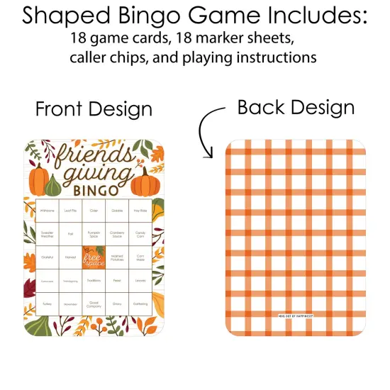 Big Dot of Happiness Fall Friends Thanksgiving - Bingo Cards and Markers - Friendsgiving Party Bingo Game - Set of 18 {6}