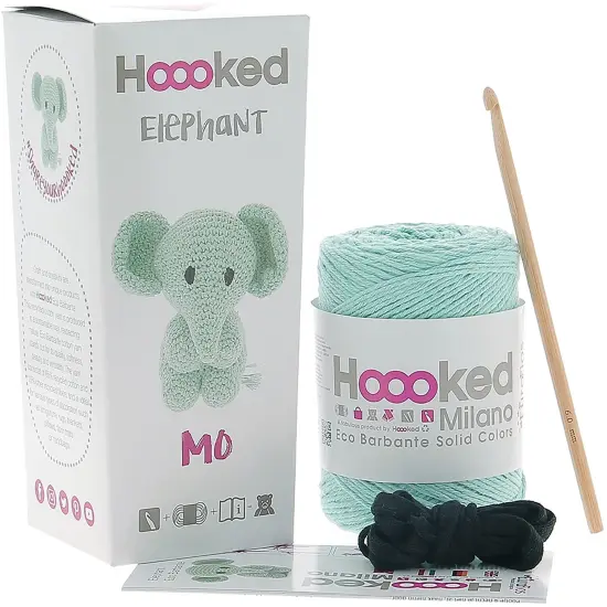 Hoooked Amigurumi DIY Kit W/Eco Barbante Yarn-Elephant Mo - Spring {2}
