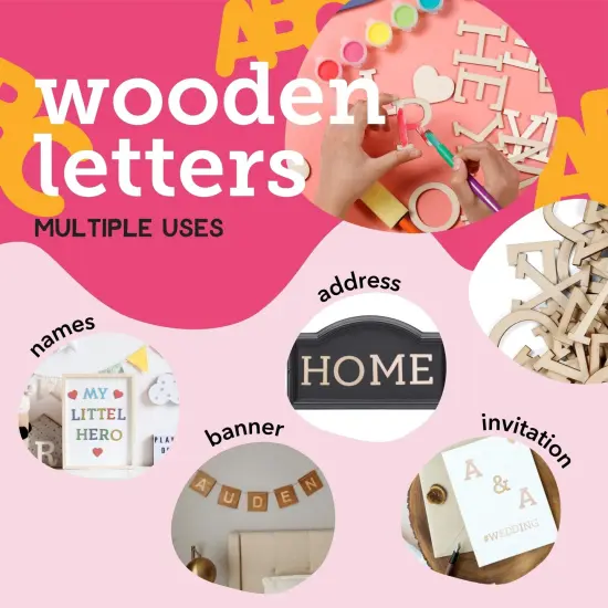 Incraftables Wooden Letters for Crafts (2 inch Big). A-Z Alphabet Unfinished Wood Letter with 0-9 Numbers & Symbols (172 pcs). Best Large & Small Craft Natural ABC Words Pieces for DIY Wall Decor {4}
